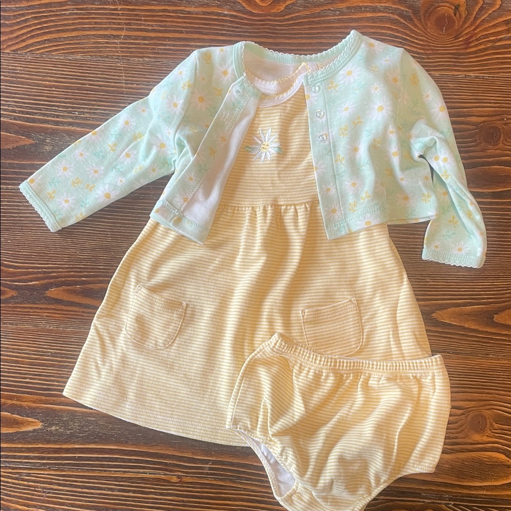 Little Me Yellow and White Baby 3 piece Outfit